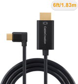 CableCreation USB C to HDMI 4K Right Angel Adapter Cable, Thunderbolt 3 Compatible, Compatible with Macbook Pro 2019,2018, iPad Pro 2018, Google Chromebook Pixel, Yoga 900, Surface Go, Galaxy S10, 6FT