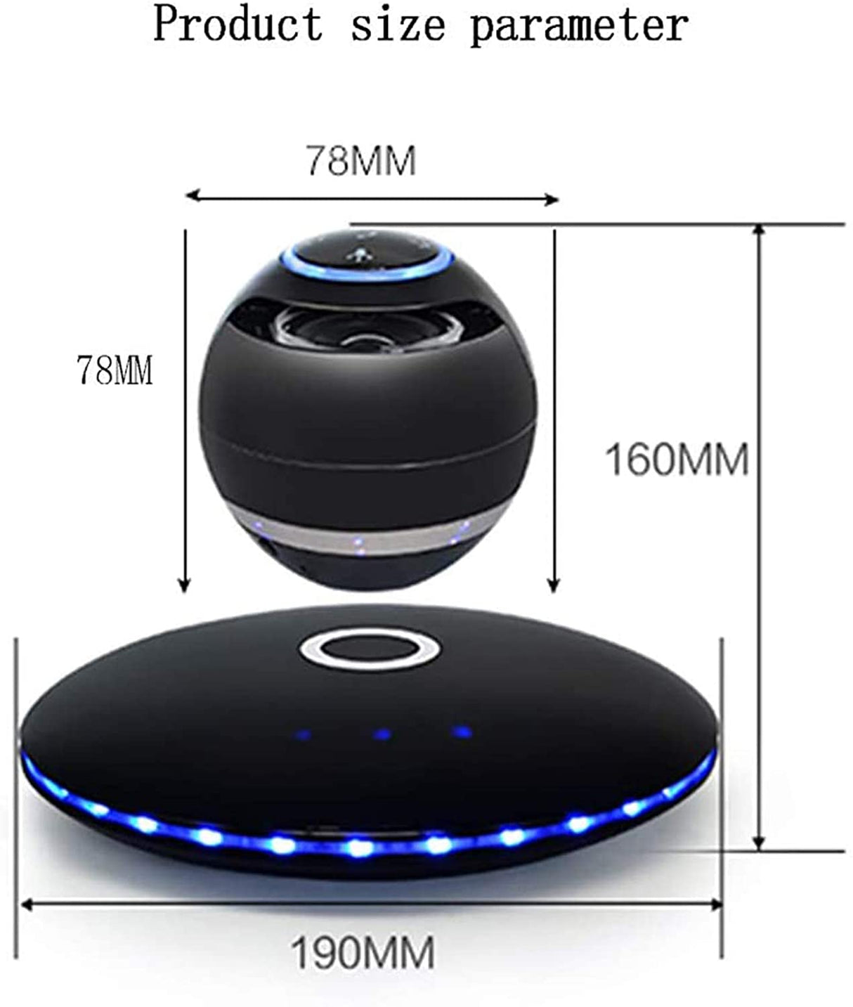 Bluetooth Portable Speaker/Floating Speaker/Magnetic Levitation Night Light with LED Light/For Home Decoration/Unique Gift