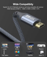 HDMI Cable (2 Pack 10FT),Akoada 4K High Speed HDMI 2.0-28AWG Nylon Braided Cable 4K 60Hz HDR Video HDCP2.2 3D 2160P 1080P Compatible with Ethernet ARC UHD TV,PS4 / 3,X-Box, Monitor 4K Fire Netflix Etc