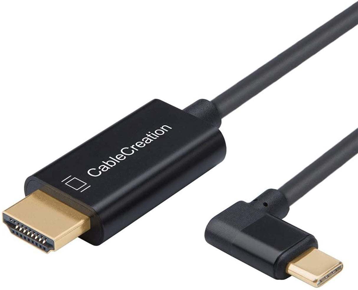 CableCreation USB C to HDMI 4K Right Angel Adapter Cable, Thunderbolt 3 Compatible, Compatible with Macbook Pro 2019,2018, iPad Pro 2018, Google Chromebook Pixel, Yoga 900, Surface Go, Galaxy S10, 6FT