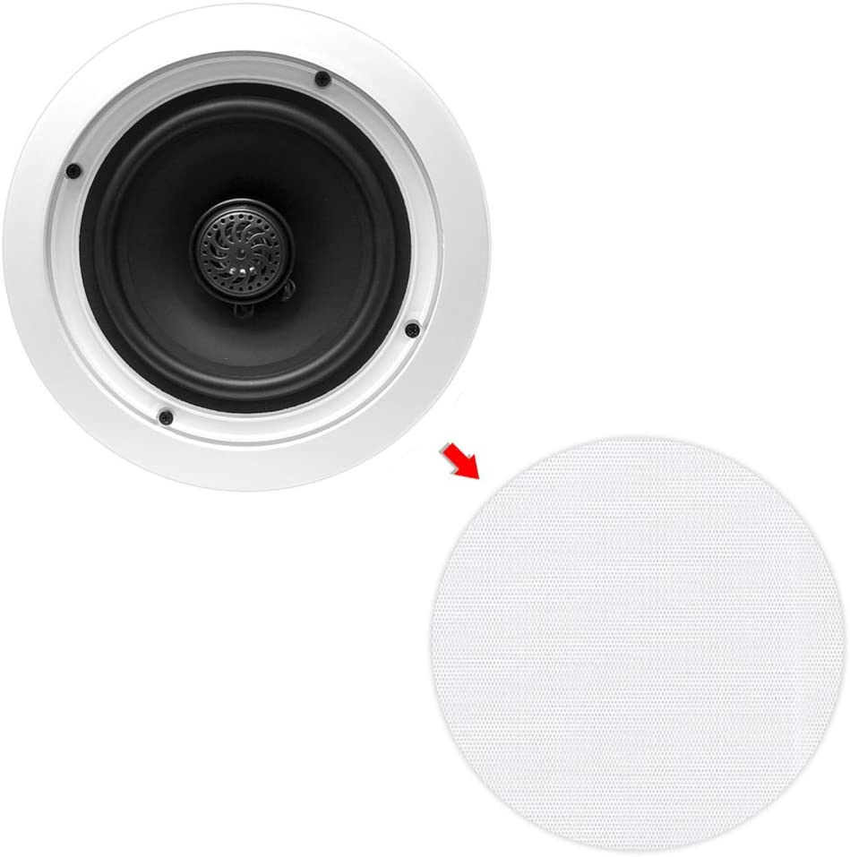 6.5” Ceiling Wall Mount Speakers - Pair of 2-Way Midbass Woofer Speaker 70v Transformer 1” Titanium Dome Tweeter Flush Design w/ 65Hz-22kHz Frequency Response & 250 Watts Peak - Pyle PDIC60T