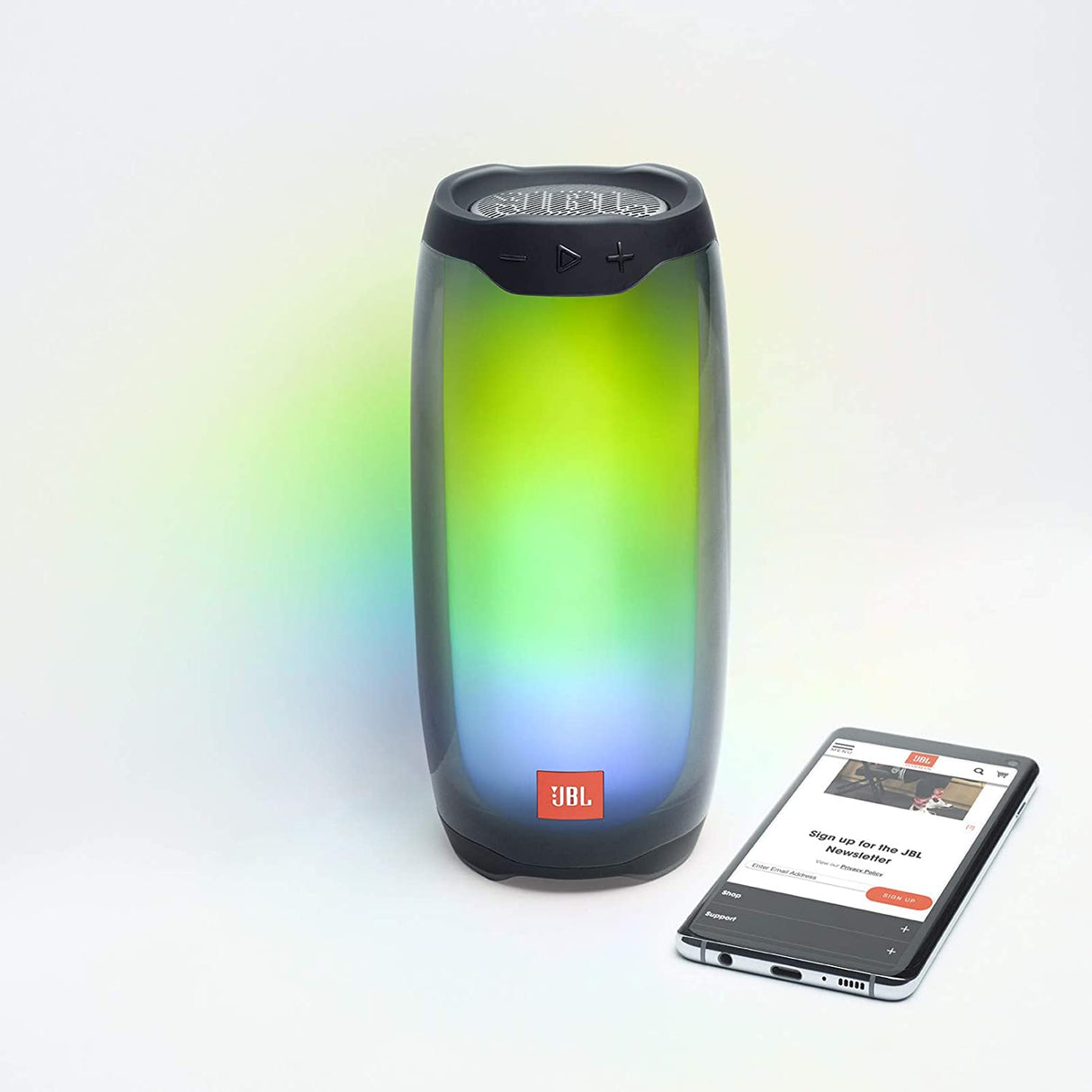 JBL Pulse 4 - Portable Bluetooth Speaker with 360 degrees LED lights, powerful sound and deep bass, IPX7 waterproof, 12 hours of playtime, JBL PartyBoost for multiple speaker pairing (Black)
