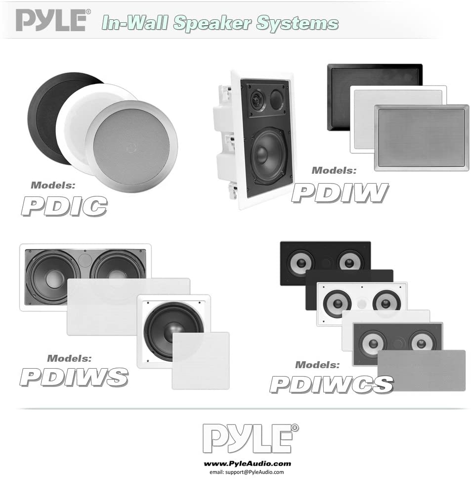 6.5” Ceiling Wall Mount Speakers - Pair of 2-Way Midbass Woofer Speaker 70v Transformer 1” Titanium Dome Tweeter Flush Design w/ 65Hz-22kHz Frequency Response & 250 Watts Peak - Pyle PDIC60T