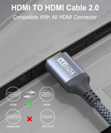 HDMI Cable (2 Pack 10FT),Akoada 4K High Speed HDMI 2.0-28AWG Nylon Braided Cable 4K 60Hz HDR Video HDCP2.2 3D 2160P 1080P Compatible with Ethernet ARC UHD TV,PS4 / 3,X-Box, Monitor 4K Fire Netflix Etc