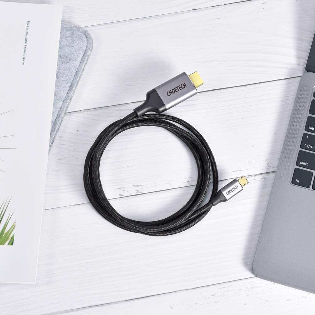 CHOETECH USB C to HDMI Cable(4K@60Hz), USB Type C to HDMI Cable Adapter Thunderbolt 3 Compatible with MacBook Pro 2020/2019, iPad Pro/MacBook Air 2020,Samsung S10/S9/S8, Dell XPS 13/15-2M