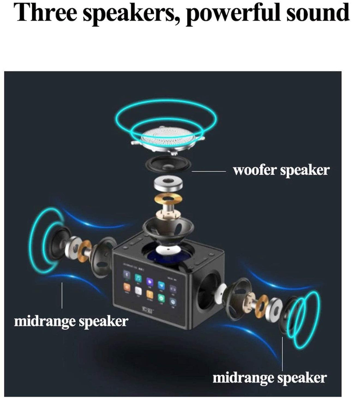 Wireless Bluetooth Speaker,Mini Subwoofer,20W High-Power/360°Stereoscopic Surround Sound Field Portable Speaker with 4.3-Inch Hd Display