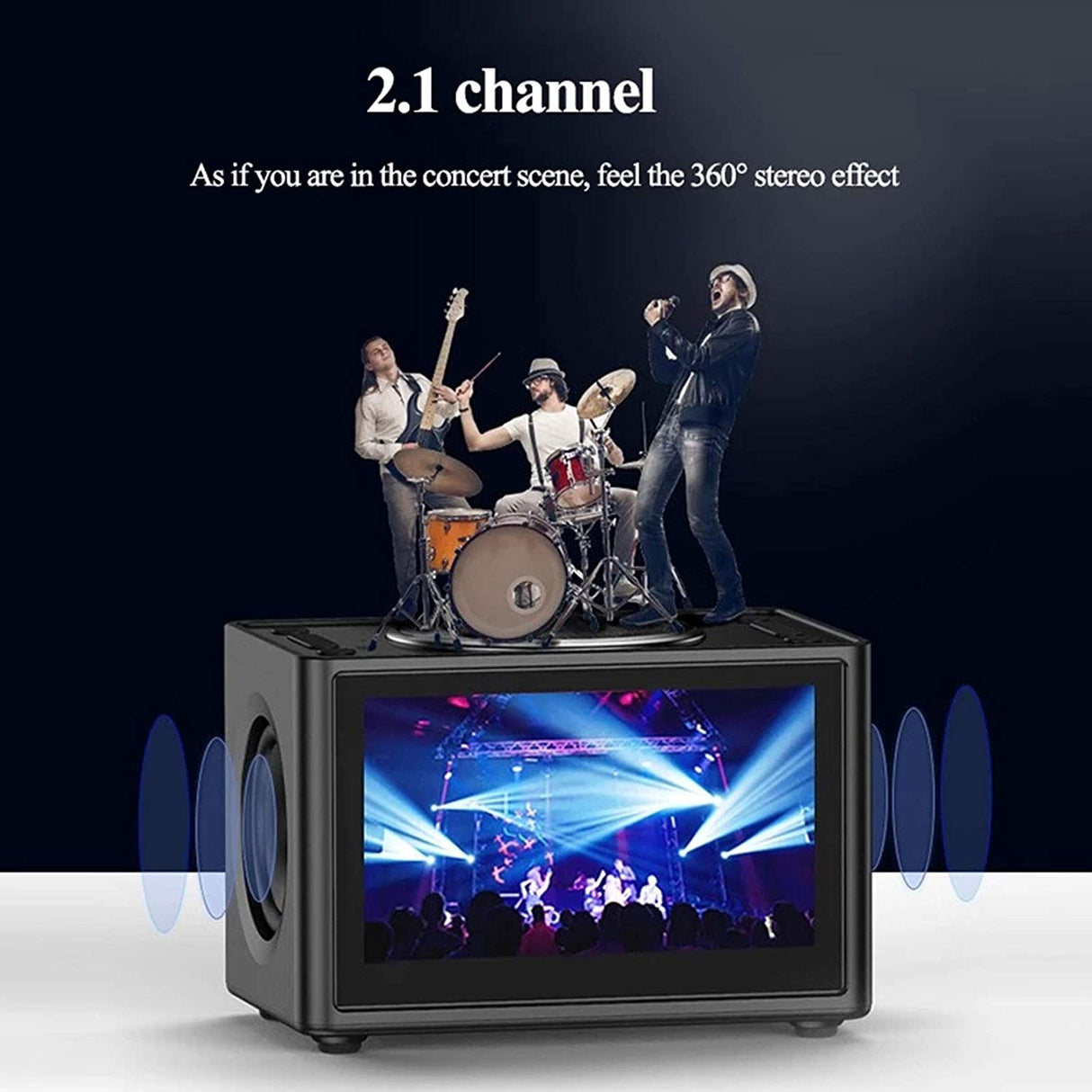 Wireless Bluetooth Speaker,Mini Subwoofer,20W High-Power/360°Stereoscopic Surround Sound Field Portable Speaker with 4.3-Inch Hd Display