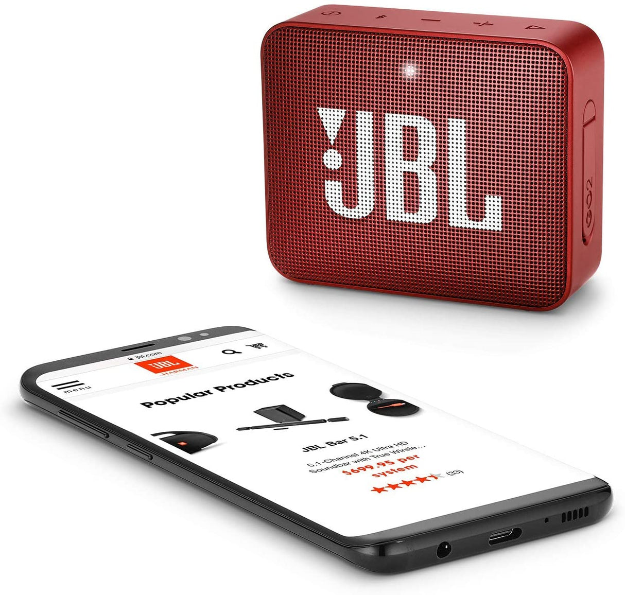 JBL Sound Module, Red, 4.3 X 4.5 X 1.5 (JBLGo2Red)