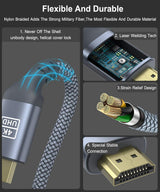 HDMI Cable (2 Pack 10FT),Akoada 4K High Speed HDMI 2.0-28AWG Nylon Braided Cable 4K 60Hz HDR Video HDCP2.2 3D 2160P 1080P Compatible with Ethernet ARC UHD TV,PS4 / 3,X-Box, Monitor 4K Fire Netflix Etc