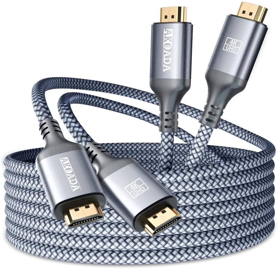 HDMI Cable (2 Pack 10FT),Akoada 4K High Speed HDMI 2.0-28AWG Nylon Braided Cable 4K 60Hz HDR Video HDCP2.2 3D 2160P 1080P Compatible with Ethernet ARC UHD TV,PS4 / 3,X-Box, Monitor 4K Fire Netflix Etc