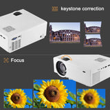 FunLites Video Projector ,4900 Lux 1080P Supported Projector, 60,000 Hours Lamp Life with Synchronize Smartphone Screen, Compatible with TV Stick, HDMI, TV Box, PS4, Include Tripod