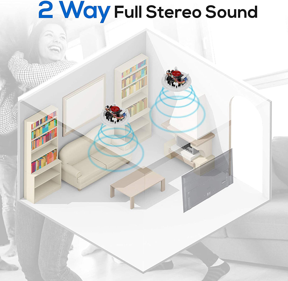 Pyle PDIC60 In-Wall/In-Ceiling Dual Speaker System 8 inches White PDIC80T