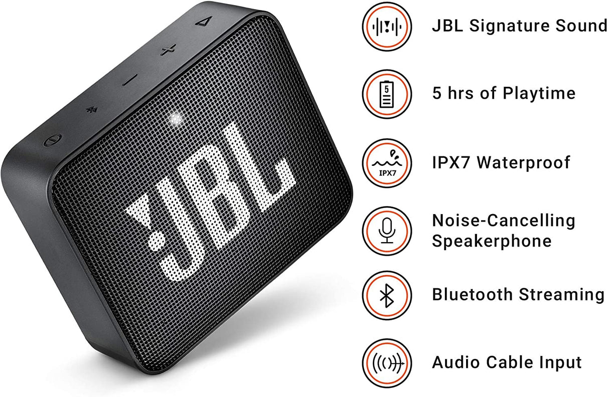 JBL GO 2 Portable Bluetooth Speaker, Black - JBLGO2BLK