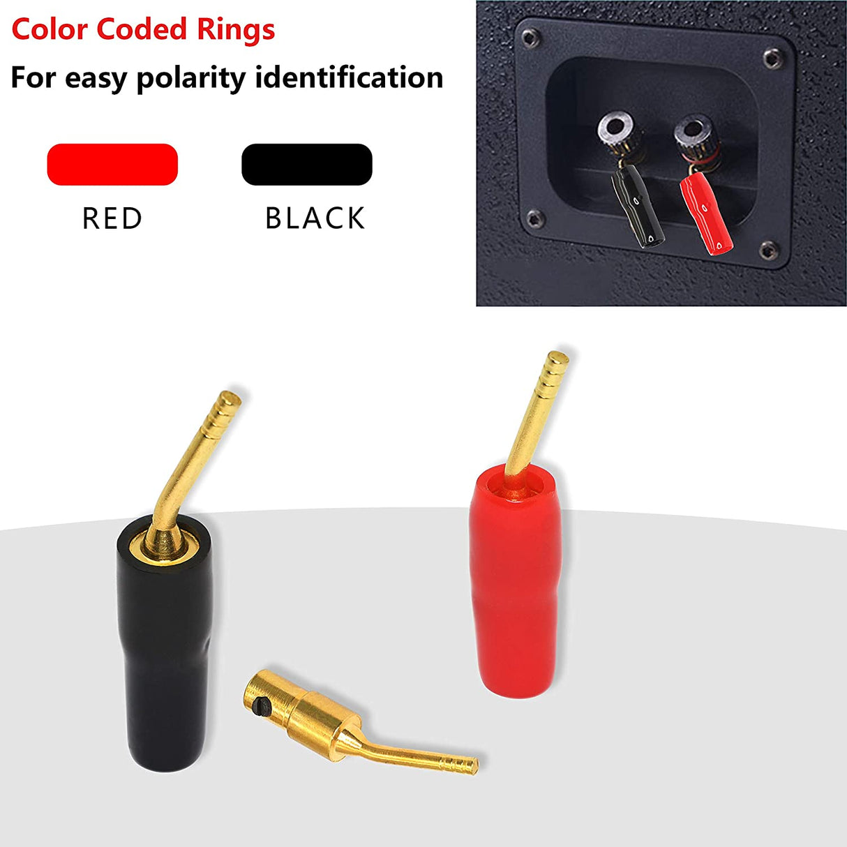 2mm Banana Plug Pin Screw Type, 2mm Gold-Plated Audio Speaker Cable Connector （10pcs ）