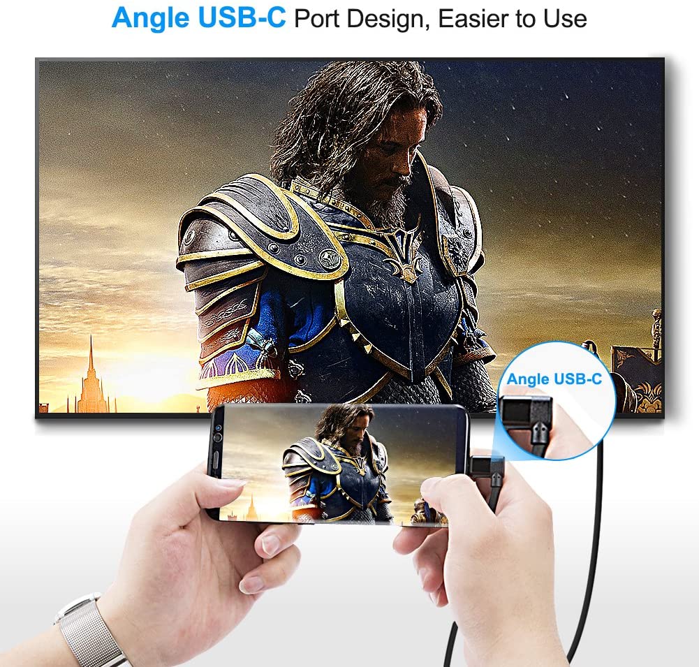 CableCreation USB C to HDMI 4K Right Angel Adapter Cable, Thunderbolt 3 Compatible, Compatible with Macbook Pro 2019,2018, iPad Pro 2018, Google Chromebook Pixel, Yoga 900, Surface Go, Galaxy S10, 6FT