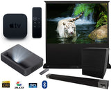 4KUST PROJECTOR 150" ALR FLOOR RAISING SCREEN KLIPSCH SOUNDBAR AND APPLE TV